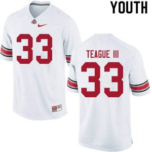 NCAA Ohio State Buckeyes Youth #33 Master Teague III White Nike Football College Jersey JUH5645QL